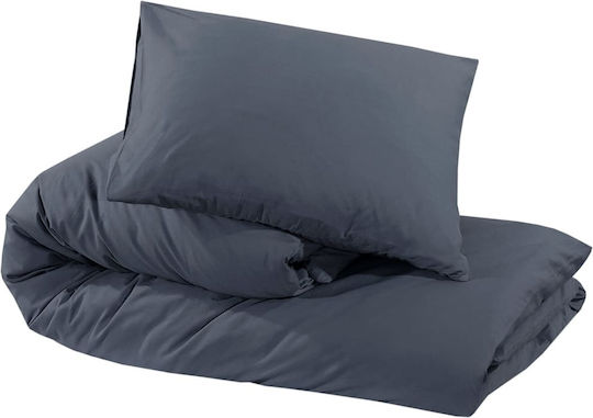 vidaXL Σετ Παπλωματοθήκη 140x200cm Μονή με Μαξιλαροθήκη Γκρι
