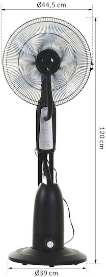 HomCom Ventilator Cu Ceață De Apă Putere 90W Diametru Ventilator 44cm Negru