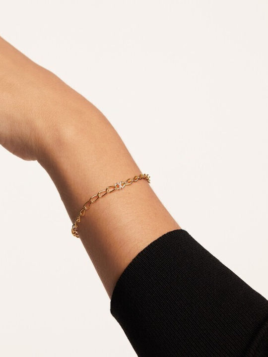 P D Paola Bracelet Chain made of Silver Gold Plated with Zircon