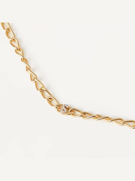 P D Paola Bracelet Chain made of Silver Gold Plated with Zircon