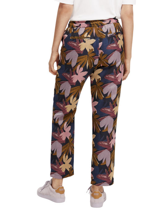 Scotch & Soda Femei Tesatura Pantaloni cu Elastic cu Croială Normală Floral Roz