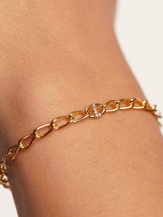 P D Paola Bracelet Chain made of Silver Gold Plated with Zircon