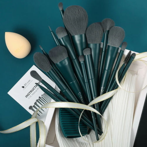 DUcare Σετ με Πινέλα και Σφουγγαράκια Μακιγιάζ Dark Turquoise 17τμχ