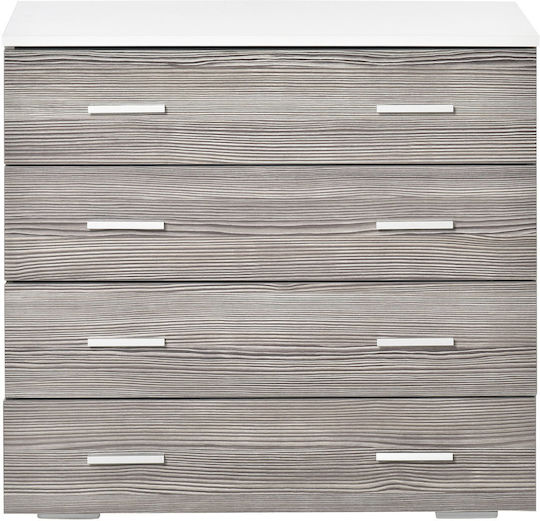 Wooden Chest of Drawers with 4 Drawers Gray 76x35x72cm
