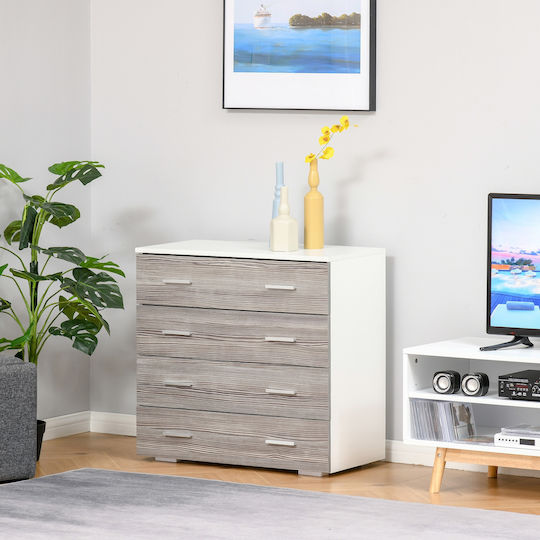 Wooden Chest of Drawers with 4 Drawers Gray 76x35x72cm