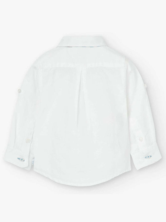 Boboli Kids One Color Linen Shirt White