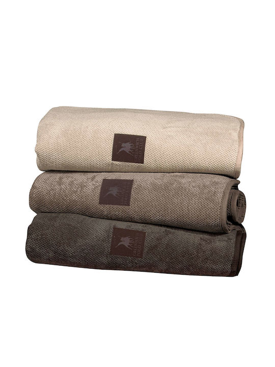 Greenwich Polo Club Decke Für Zweisitzer-Sofa Fleece 180x250cm Beigefarbe