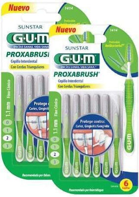 GUM Trav-ler 1414 & Gum 650 Soft Picks Advanced Regular 12τμχ Periuțe Interdentare 1.1mm Verde 6buc