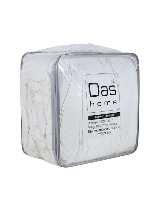 Das Home Πάπλωμα Μονό Μάλλινο 160x240εκ. 1020 Λευκό 11.5 togs