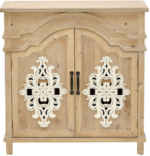 Sideboard made of Solid Wood Natural / White 80x39x82cm