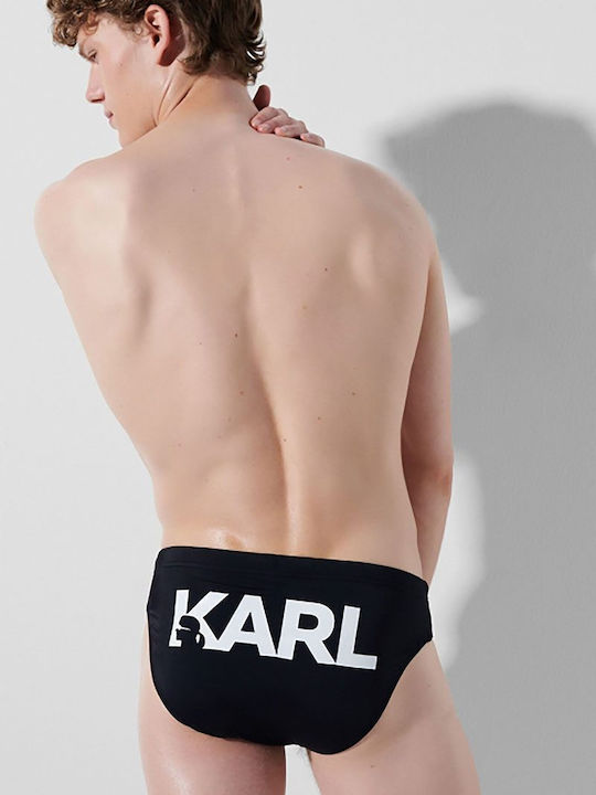 Karl Lagerfeld Herren Badebekleidung Slip Schwarz mit Mustern