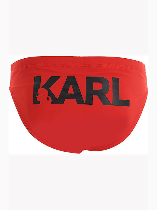 Karl Lagerfeld Herren Badebekleidung Slip Rot mit Mustern