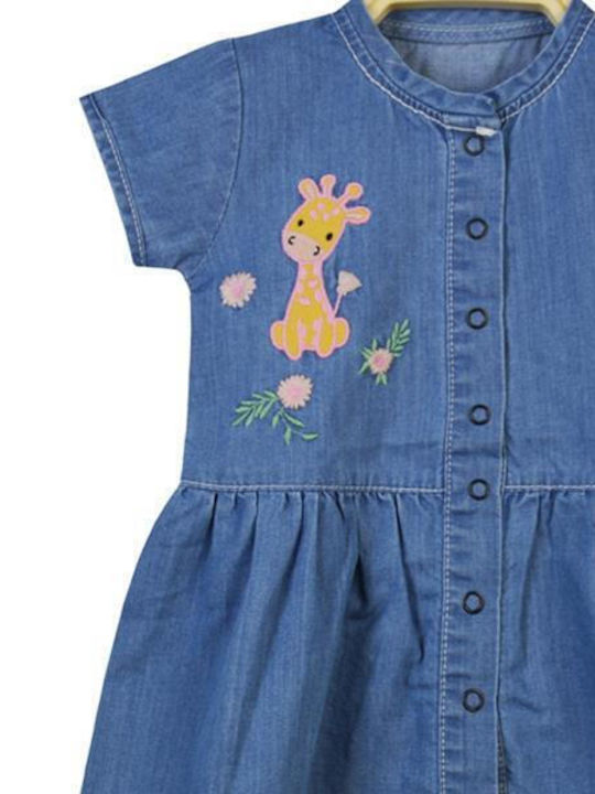 Energiers Kids Dress Denim Short Sleeve Blue