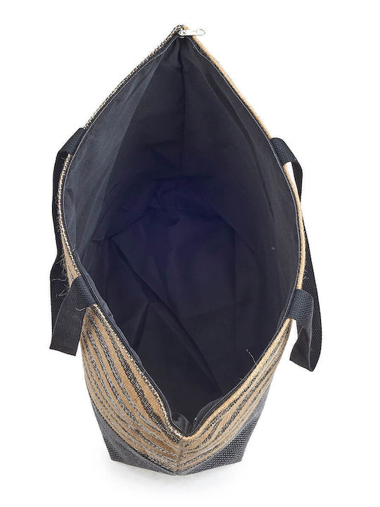Verde Wicker Beach Bag Multicolour Black