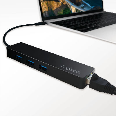 LogiLink Hub 3 Θυρών USB 3.1 με σύνδεση USB-C / Ethernet