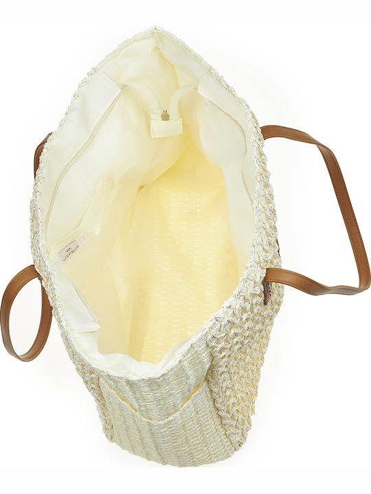 Verde Straw Beach Bag Beige
