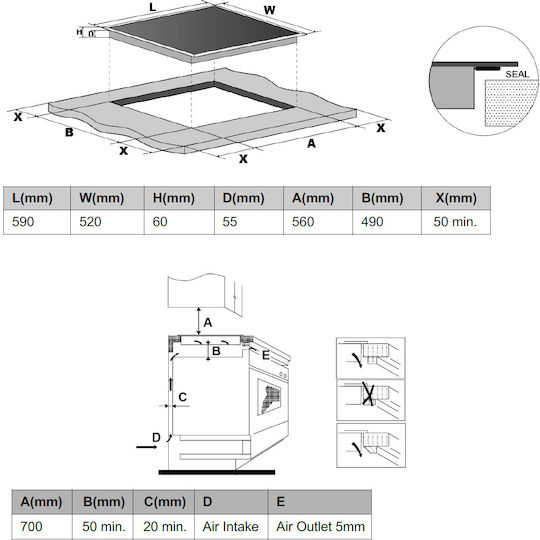Bertazzoni Keramikkochfeld Autonom mit Kindersicherung 59x52εκ.
