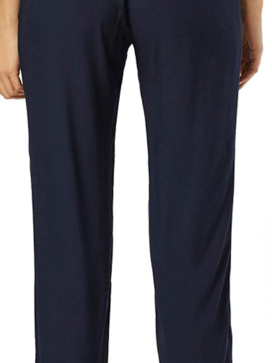 Damen Hoch tailliert Stoff Hose mit Gummizug in Lockere Passform Marineblau