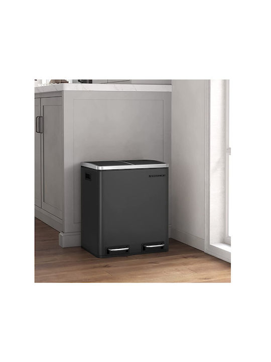 Songmics Soft-close Waste Bin Recycling Metallic with Pedal Black 30lt 1pcs