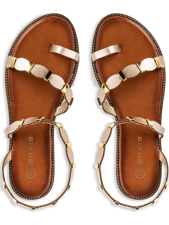 Women's Flat Sandals in Gold Color