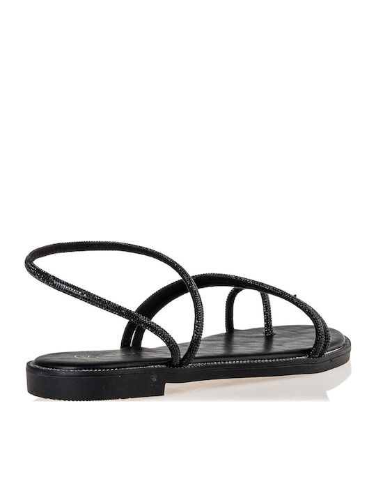 Namea Flache Sandalen für Damen mit Riemen in Schwarz Farbe