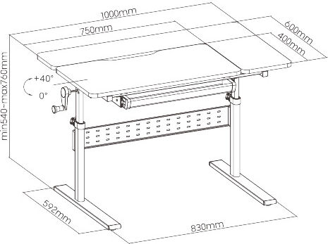 Kids Desk White 100x60x54-76cm