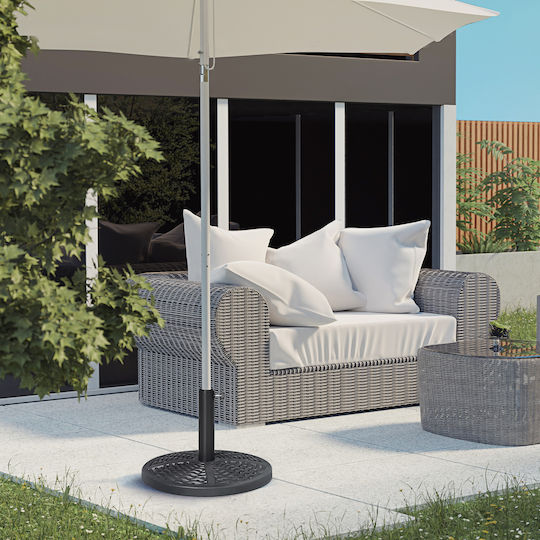 Outsunny Round Rattan Effect Βάση Ομπρέλας Μεταλλική Μαύρη 45x45cm