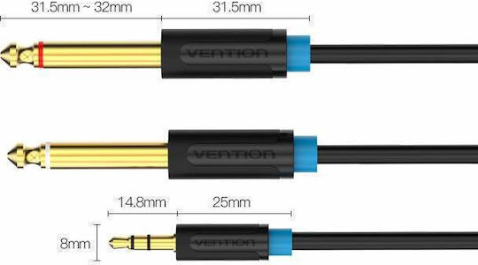 Vention Cable 2 x 6.3mm male - 3.5mm male 3m (BACBI)