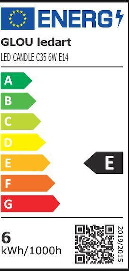 Glou LedArt LED Bulb 6W for Socket E14 and Shape C35 Warm White
