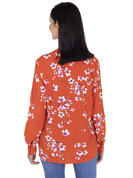 BYOUNG 'HAILEY' ASYMMETRICAL WOMEN'S SHIRT WITH 20805643-80041 (80041/RED FLOWER)