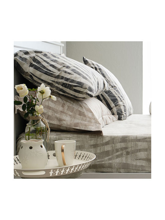 Charalambidis Textiles Safari Σετ Μαξιλαροθήκες με Φάσα Γκρι 52x72εκ.