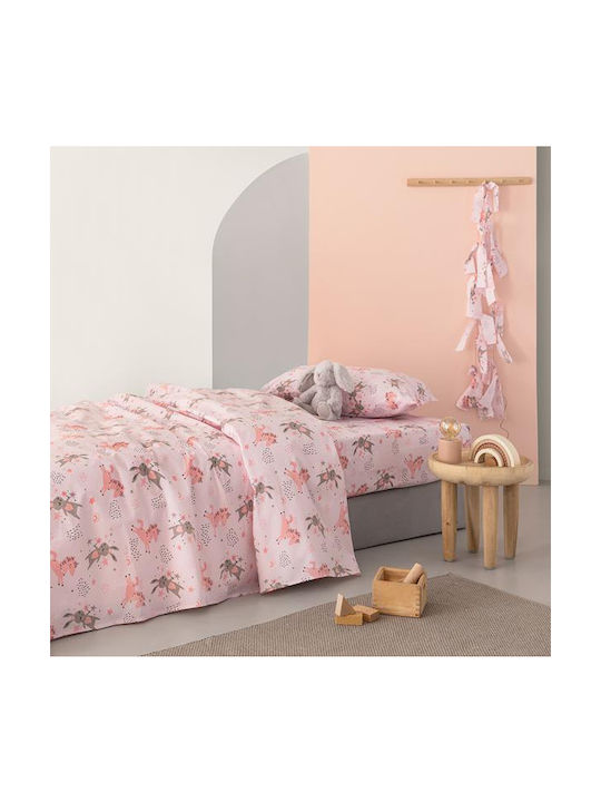 Palamaiki MK751 Set Baby Bettwäsche Für Krippe Baumwolle Rosa 130x160cm 2Stück