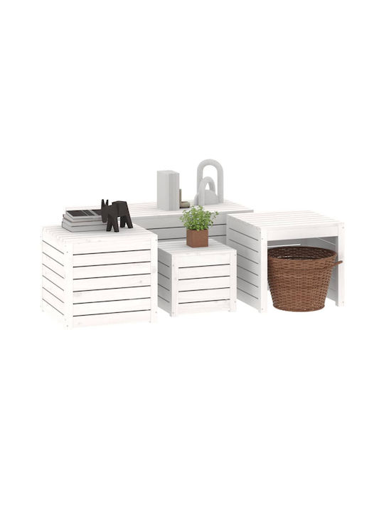 vidaXL Cutie de depozitare pentru exterior Lemn Alb L101xW50.5xH46.5buc