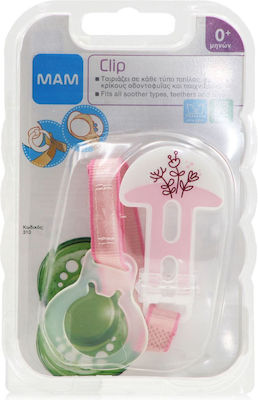 Mam Ribbon Pacifier made of Fabric Pink Flowers PInk