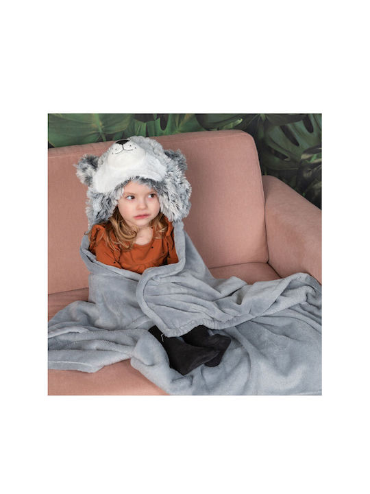 Noxxiez Velvet Kids Blanket Haski Gray 100x130cm