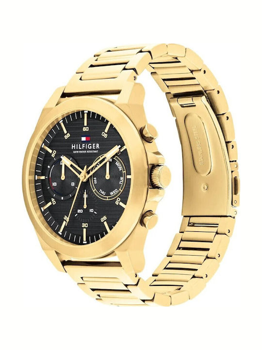 Tommy Hilfiger Lance Men's Watch 46mm Battery with Gold Metal Bracelet