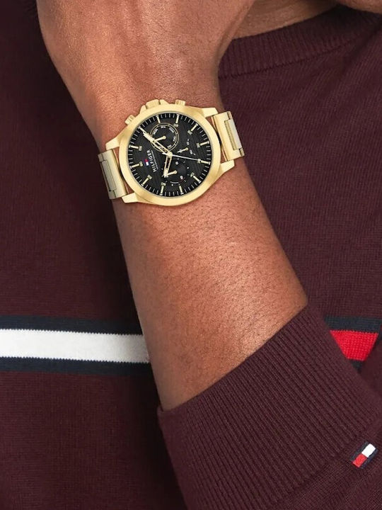 Tommy Hilfiger Lance Men's Watch 46mm Battery with Gold Metal Bracelet