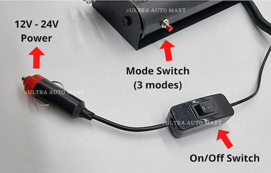 Far Auto LED 12 / 24V Impermeabil 7cm cu Iluminare Roșie / Albastră
