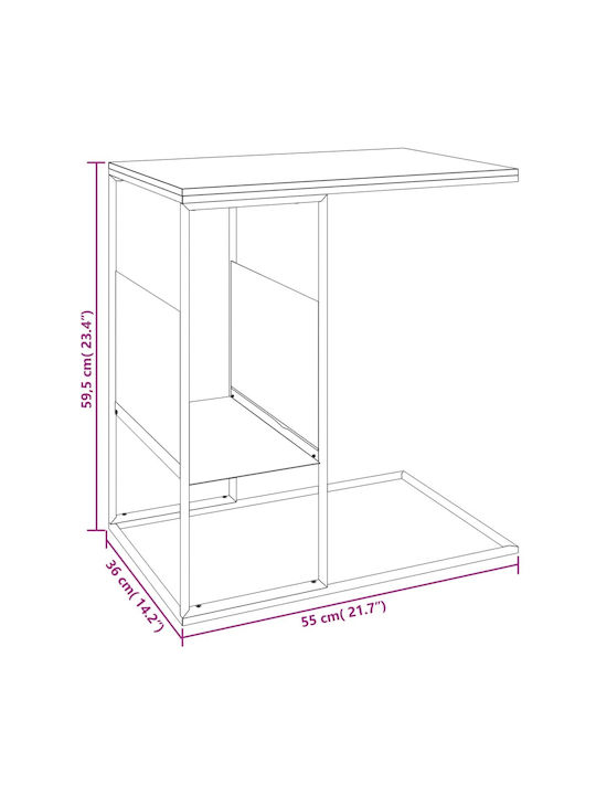 Rectangular Side Table Wooden Black M55xW36xH59.5cm