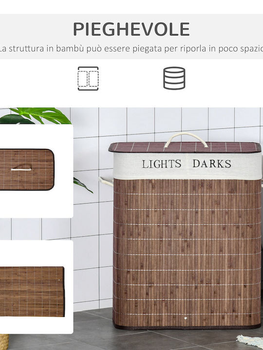 HomCom Καλάθι Απλύτων Bamboo 100lt με Καπάκι 52x32x63cm Καφέ