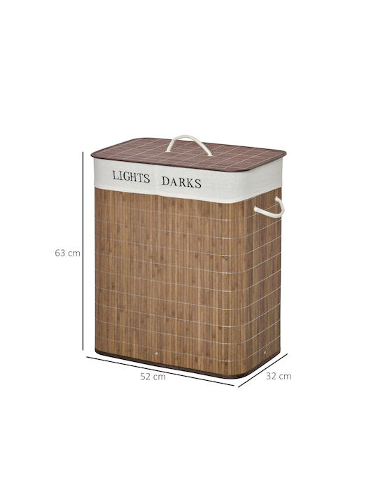 HomCom Καλάθι Απλύτων Bamboo 100lt με Καπάκι 52x32x63cm Καφέ
