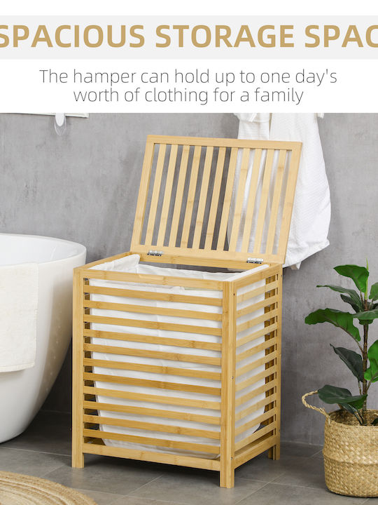 HomCom Laundry Basket Bamboo with Cap 50x36x60cm Brown