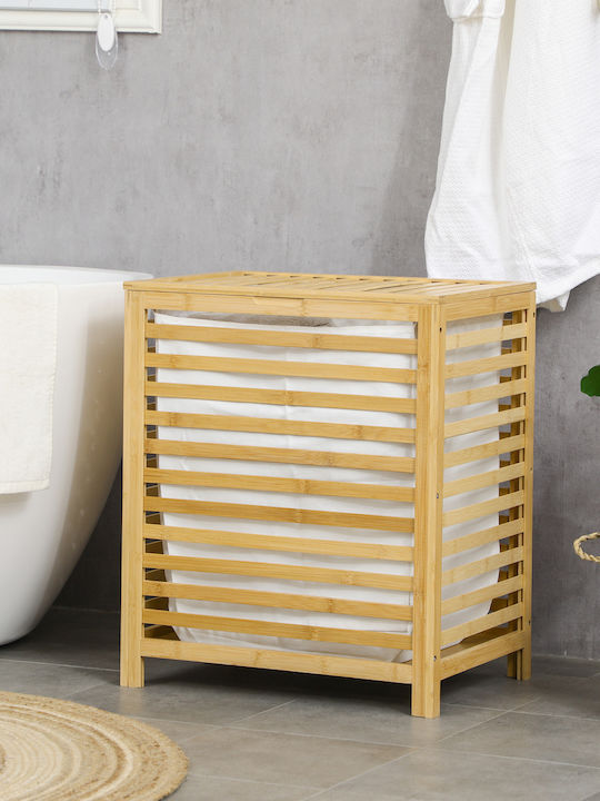 HomCom Laundry Basket Bamboo with Cap 50x36x60cm Brown