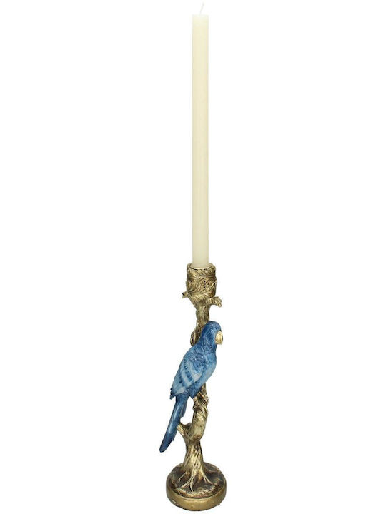 ArteLibre Candle Holder Polyresin in Blue Color 10x9x25.5cm 1pcs