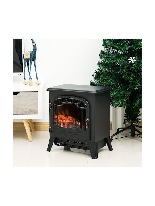 HomCom Reglabil De podea Șemineu electric 900W 36x25.5cm Negru