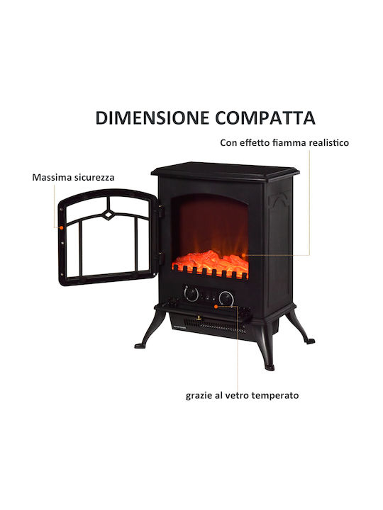 HomCom Επιδαπέδιο Ηλεκτρικό Τζάκι 1000W 45x54.8cm Μαύρο