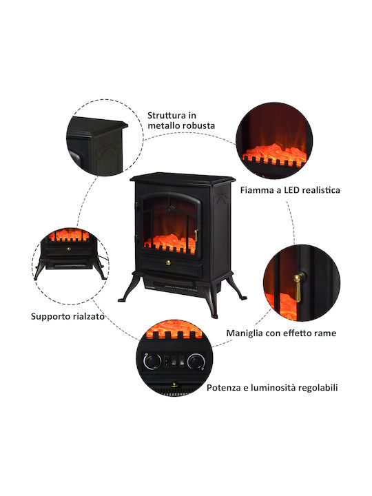 HomCom Επιδαπέδιο Ηλεκτρικό Τζάκι 1000W 45x54.8cm Μαύρο