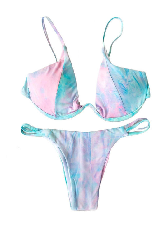 Women's Tie Dye Bikini Set in Pink Purple Shades