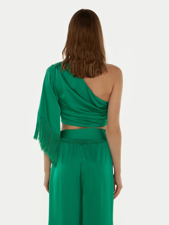 Toi&Moi Women's Summer Crop Top with One Shoulder Green