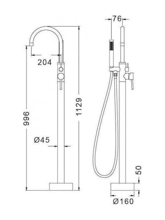 Karag Artemis Mixing Bathtub Shower Faucet Complete Set Gold